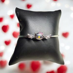 Silver and Pink Fashion Cat Bracelet